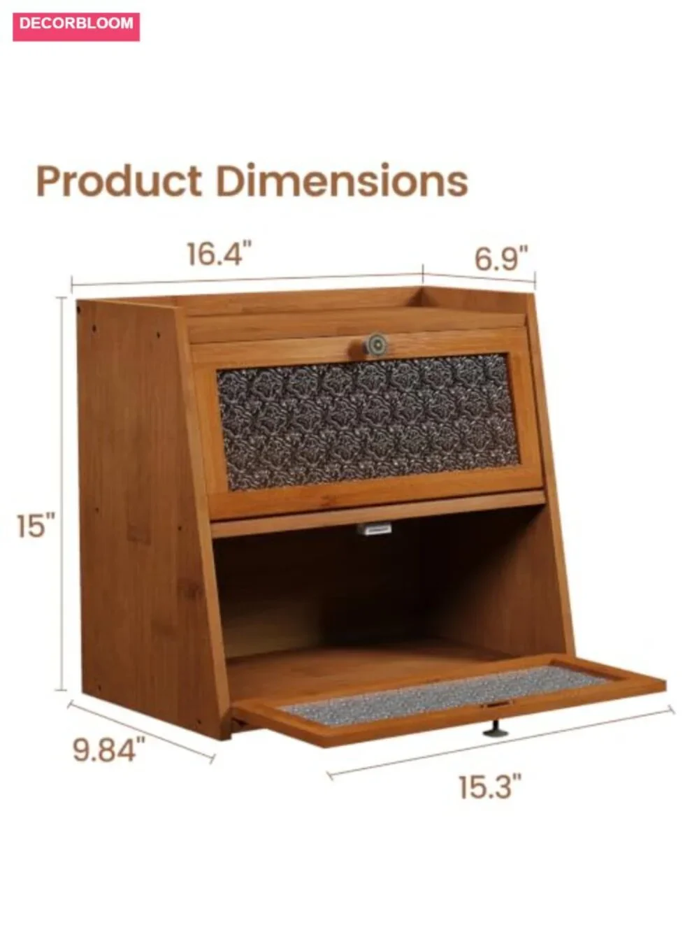 Bamboo Double Layer Bread Box for Kitchen Countertop Storage